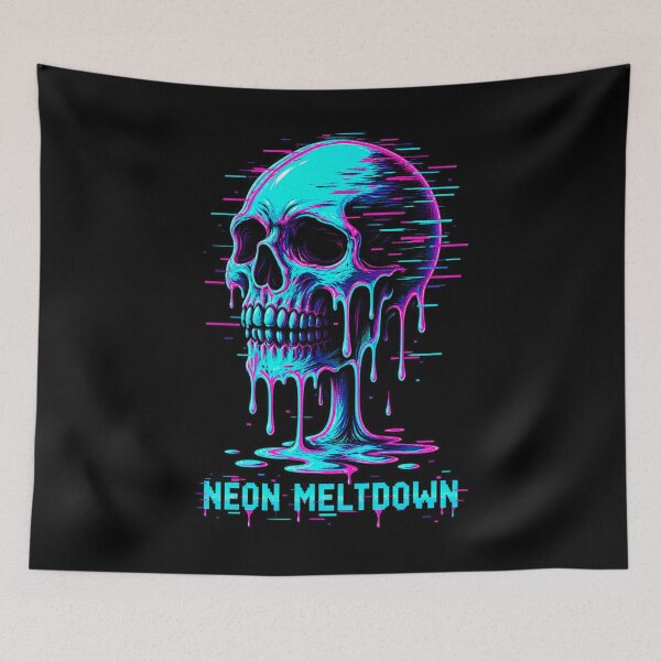 Item preview, Corrupted Skull – Neon Meltdown CRT Glitch designed and sold by JupiterGlitchEmpire.