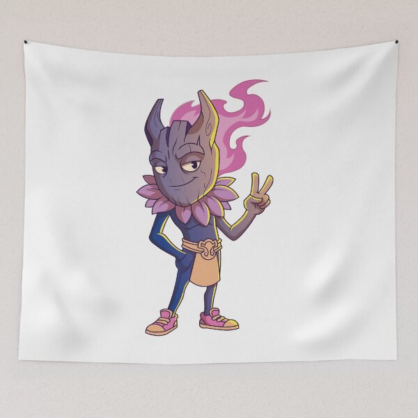 Item preview, Chill Wood Spirit Pink Flame Peace Sign Cartoon Art designed and sold by Rupesh-Art26.