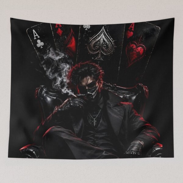 Item preview, Dark Anime Boss Smoking with Aces Cards designed and sold by PrimeRootsArt.
