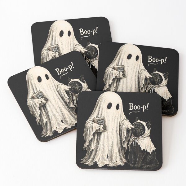 Item preview, Vintage Halloween Ghost Black Cat Boo Spooky designed and sold by LouisaOReilly.