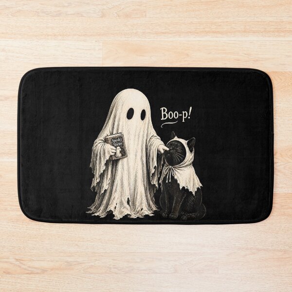 Item preview, Vintage Halloween Ghost Black Cat Boo Spooky designed and sold by LouisaOReilly.
