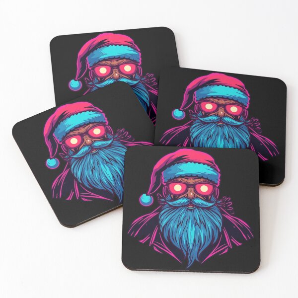 Item preview, Synthwave Neon Glowing Santa Claus Vector designed and sold by LazyDayzCo.