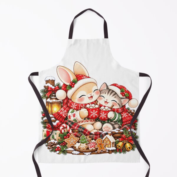 Item preview, Cute Bunny and Cat Cozy Christmas Hot Cocoa designed and sold by BunnyBumb.