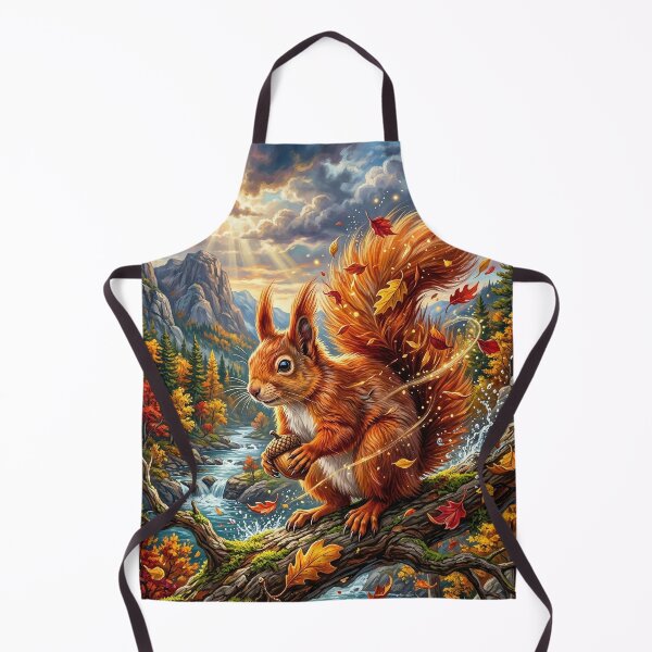 Item preview, Red Squirrel Holding an Acorn in Autumn Forest designed and sold by Lucid Dream Pixel.