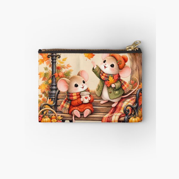 Item preview, Cozy Autumn Mice on a Park Bench – Cute Fall Watercolor Scene designed and sold by blankTeeShirt.