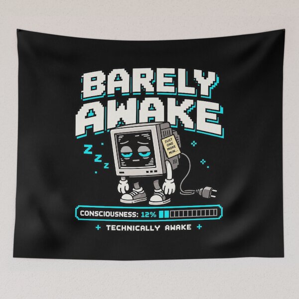 Item preview, Barely Awake – Retro Pixel Sleep Humor designed and sold by Mad Factory Designs.