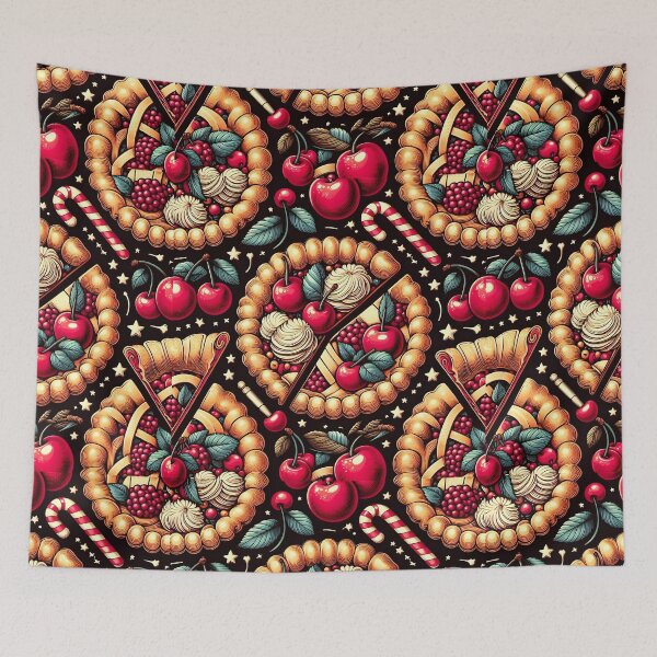 Item preview, Cherry Cream Pastry Pattern – Retro Maximalist Dessert Art designed and sold by Apex Designs.