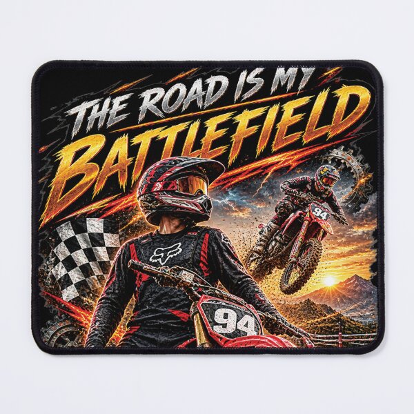 Item preview, The Road Is My Battlefield Motocross Dirt Bike Design designed and sold by M. Mamdouh Artworks.
