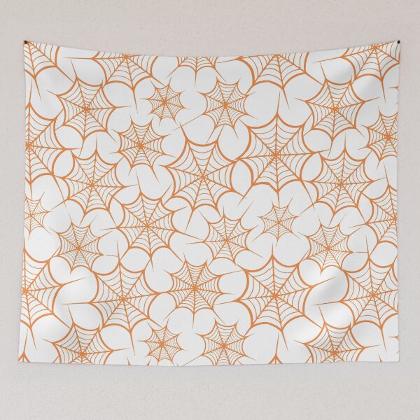 Item preview, Orange Spiderwebs Halloween Pattern designed and sold by VibnWalls.