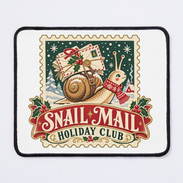 Item preview, Snail Mail Holiday Club – Retro Christmas Pen Pal Snail designed and sold by BadMary.