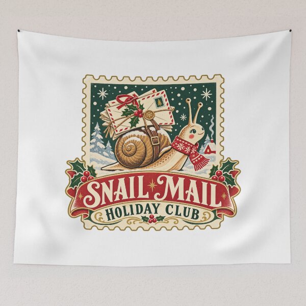 Item preview, Snail Mail Holiday Club – Retro Christmas Pen Pal Snail designed and sold by BadMary.