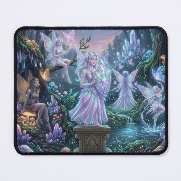 Item preview, Opalite Fairy with Glowing Butterfly – Iridescent Fantasy Art designed and sold by Ditstyle.