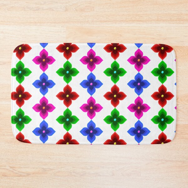 Item preview, Colourful Geometric Floral Seamless Pattern – Hand Drawn Red, Green, Blue & Pink Design designed and sold by martinspixs.