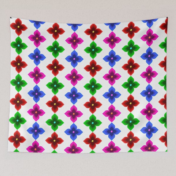 Item preview, Colourful Geometric Floral Seamless Pattern – Hand Drawn Red, Green, Blue & Pink Design designed and sold by martinspixs.