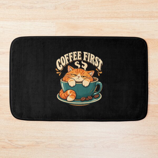 Item preview, Coffee First – Sleepy Cat in a Coffee Cup designed and sold by electricpeacock.