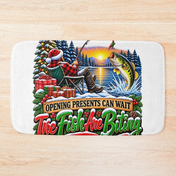 Item preview, Opening Presents Can Wait The Fish Are Biting Christmas Bass designed and sold by 198tees.