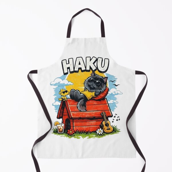 Item preview, Haku Chill Summer Black Cat Chilling on Doghouse Retro Art designed and sold by PetalsPaws.