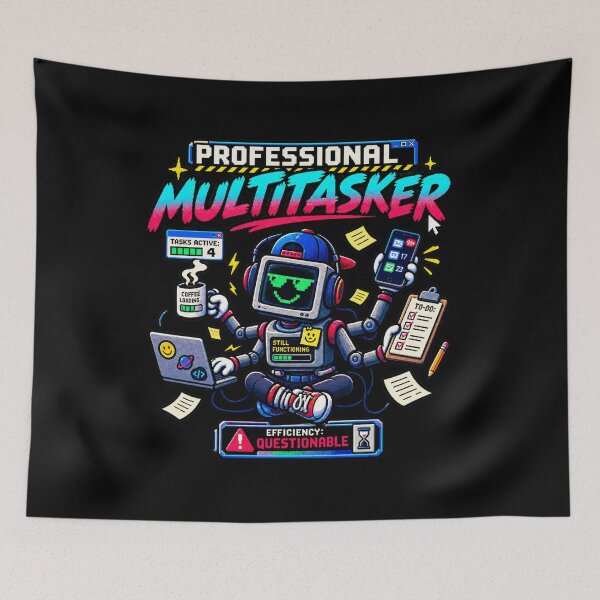 Item preview, Professional Multitasker – Retro Pixel Work Humor designed and sold by Mad Factory Designs.
