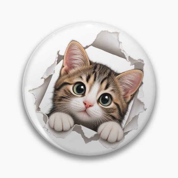 Item preview, Cute Tabby Cat Peekaboo Throught Torn Paper designed and sold by Marty Mosaic.
