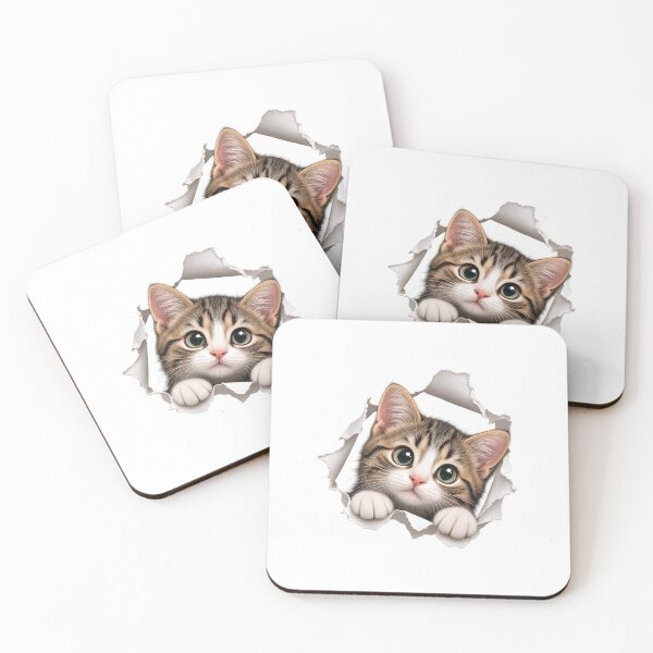 Item preview, Cute Tabby Cat Peekaboo Throught Torn Paper designed and sold by Marty Mosaic.