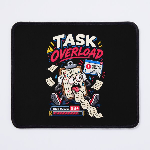 Item preview, Task Overload – Retro Pixel Work Chaos Humor designed and sold by Mad Factory Designs.