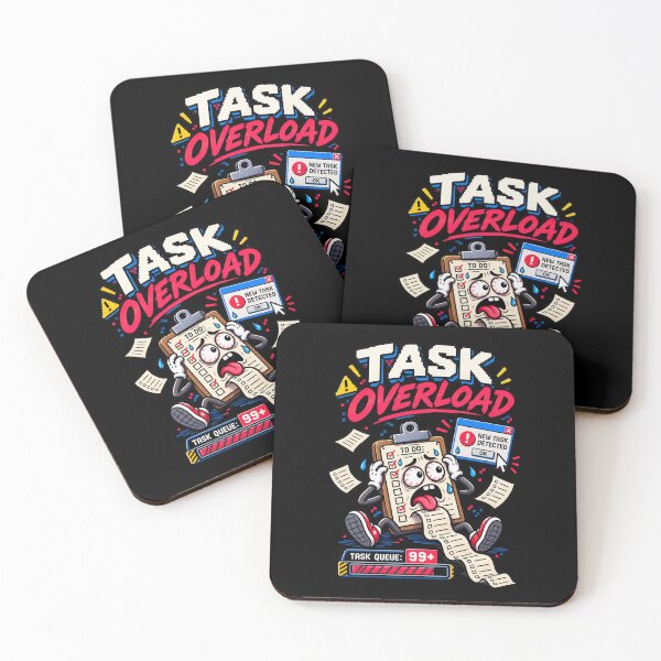 Item preview, Task Overload – Retro Pixel Work Chaos Humor designed and sold by Mad Factory Designs.