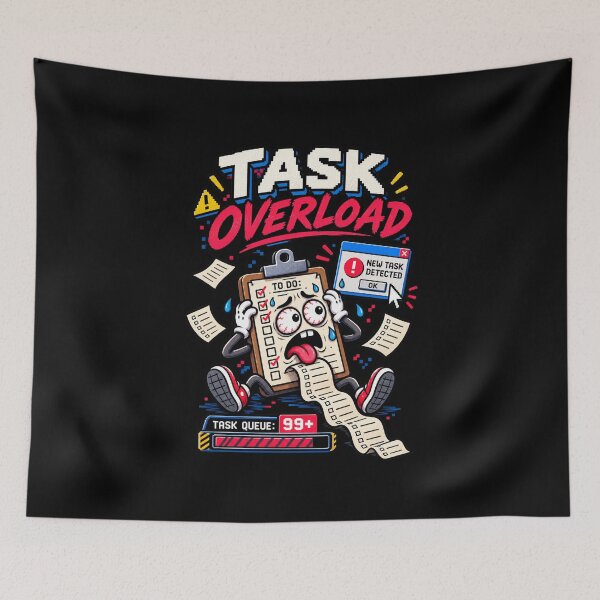 Item preview, Task Overload – Retro Pixel Work Chaos Humor designed and sold by Mad Factory Designs.