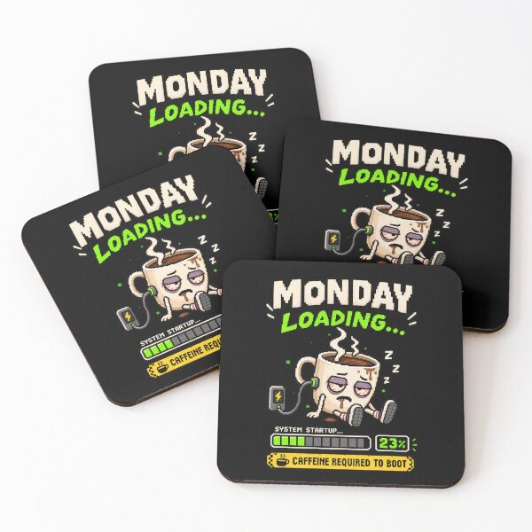 Item preview, Monday Loading – Caffeine Required Pixel Humor designed and sold by Mad Factory Designs.