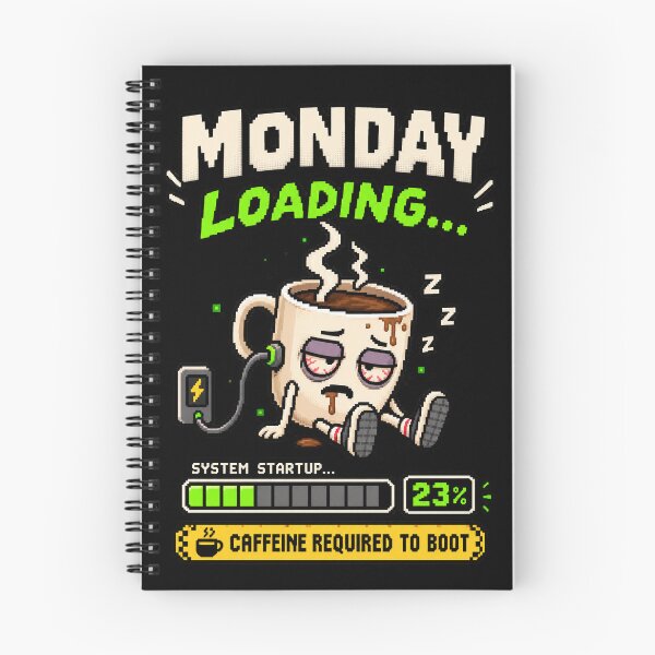 Item preview, Monday Loading – Caffeine Required Pixel Humor designed and sold by Mad Factory Designs.
