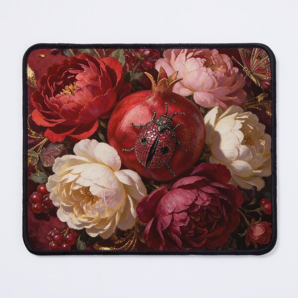 Item preview, Baroque Oil Painting Peonies Pomegranate and Ladybug Art designed and sold by DMarquiseArt.