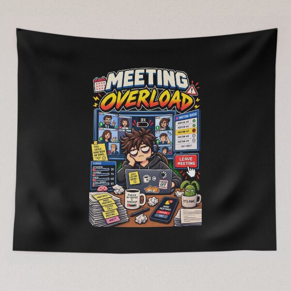 Item preview, Meeting Overload – Retro Pixel Work Meeting Humor designed and sold by Mad Factory Designs.