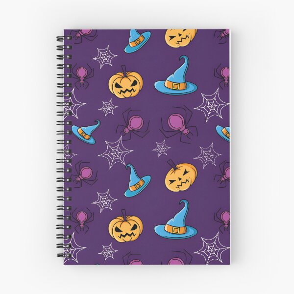 Item preview, Purple Halloween Witch Hat, Pumpkin and Spiderweb Seamless Pattern designed and sold by interdesigner.