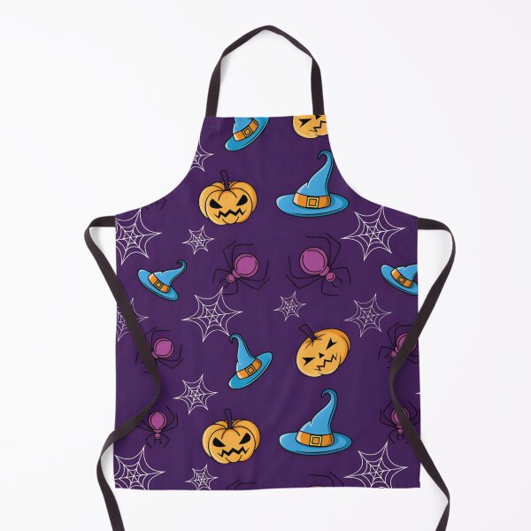 Item preview, Purple Halloween Witch Hat, Pumpkin and Spiderweb Seamless Pattern designed and sold by interdesigner.