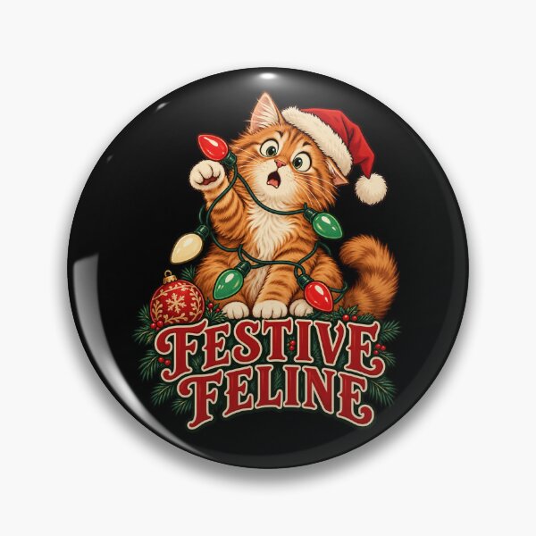 Item preview, Festive Feline – Cat Tangled in Christmas Lights designed and sold by electricpeacock.