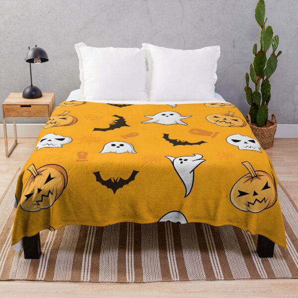 Item preview, Cute Halloween Ghost, Pumpkin, Skull and Bat Seamless Pattern designed and sold by interdesigner.
