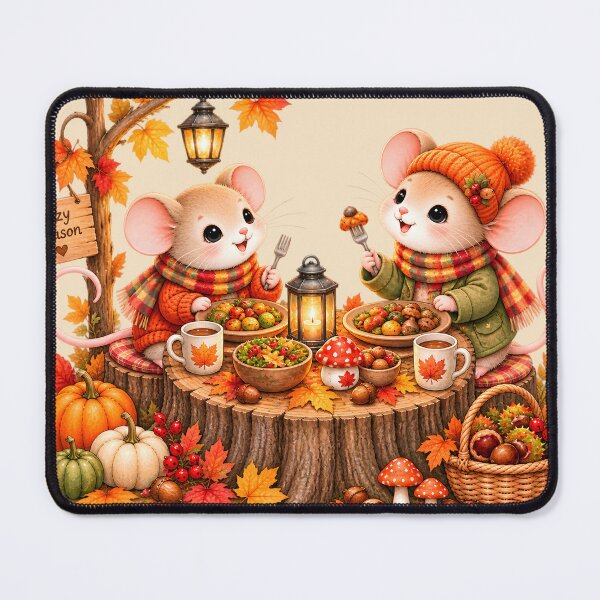 Item preview, Cozy Autumn Mice Feast – Cute Fall Harvest Friends designed and sold by blankTeeShirt.