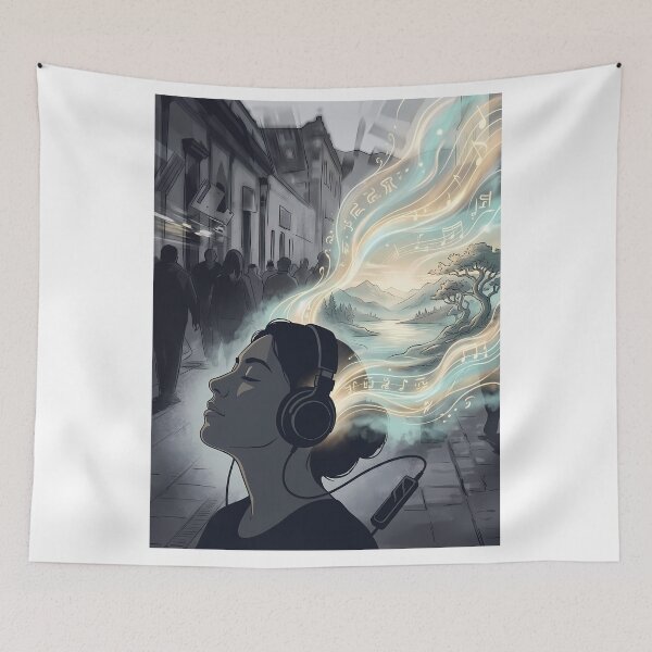 Item preview, Music Escape - Mind Landscape Art with Headphones designed and sold by HeloyPinter.