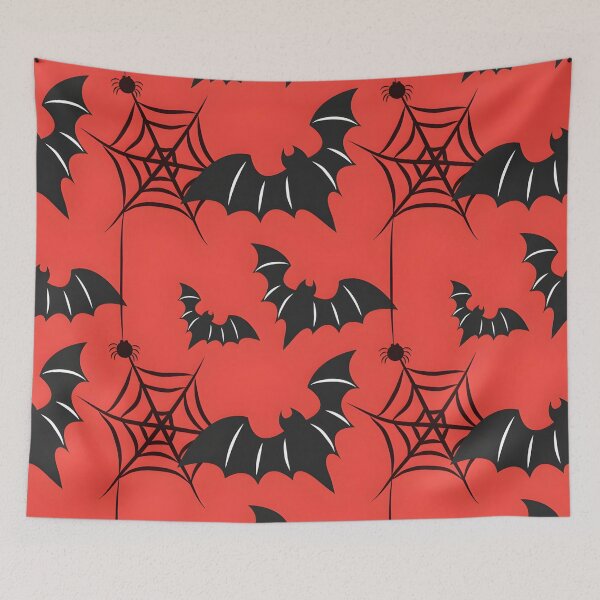 Item preview, Red Halloween Bats, Spiders and Webs Seamless Pattern designed and sold by interdesigner.