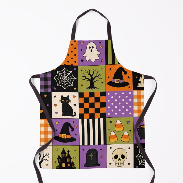 Item preview, Retro Halloween Patchwork Spooky Pattern designed and sold by VibnWalls.