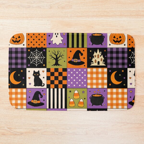 Item preview, Retro Halloween Patchwork Spooky Pattern designed and sold by VibnWalls.