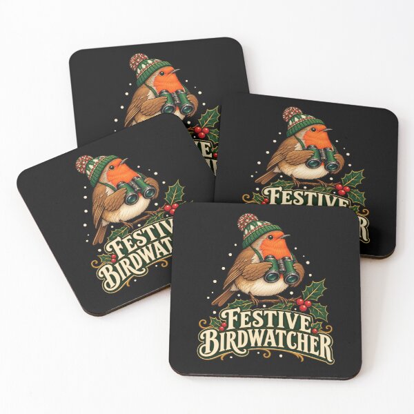 Item preview, Festive Birdwatcher – Robin with Binoculars designed and sold by electricpeacock.