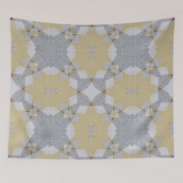 Item preview, Pastel Ochre Grey Retro Geometric 7 Woven  Texural Interior Wall Decor  designed and sold by Jenny Meehan Art Prints and Patterns  .