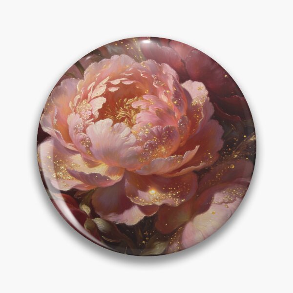 Item preview, Golden Dust Burgundy Peonies Baroque Oil Painting designed and sold by DMarquiseArt.