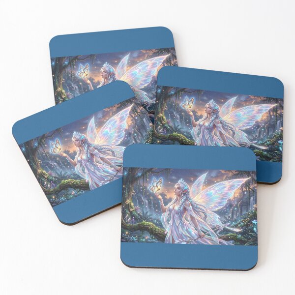 Item preview, Opalite Fairy with Glowing Butterfly – Iridescent Fantasy Art designed and sold by Ditstyle.