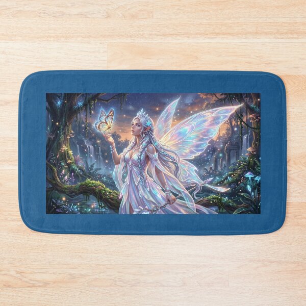 Item preview, Opalite Fairy with Glowing Butterfly – Iridescent Fantasy Art designed and sold by Ditstyle.