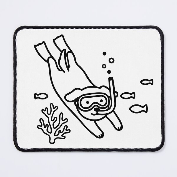 Item preview, Cute Scuba Diving Dog Underwater Snorkeling Art (Black Outline) designed and sold by Life Farming.