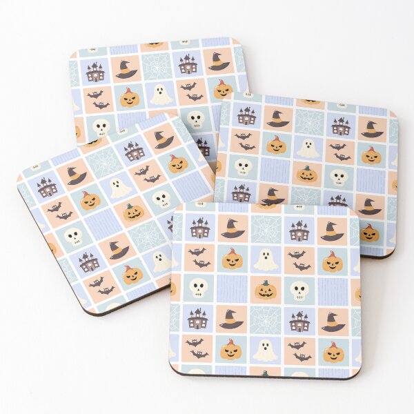 Item preview, Cute Halloween Icons Pastel Checkerboard Pattern designed and sold by VibnWalls.