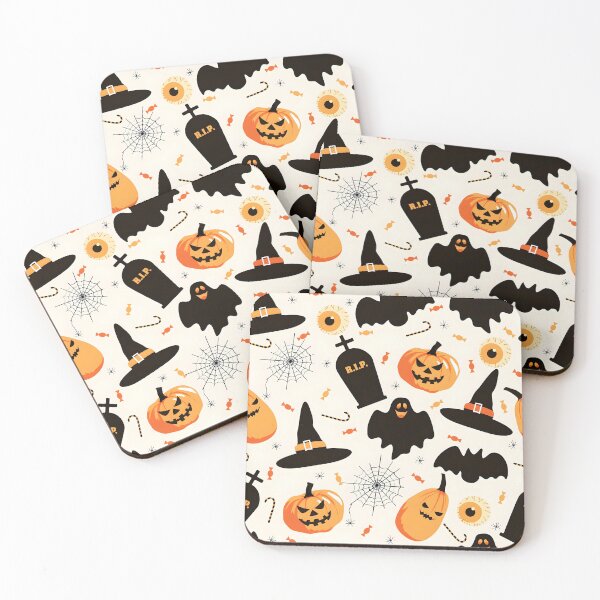 Item preview, Halloween Witch Hat, Pumpkin, Tombstone and Eyeball Seamless Pattern designed and sold by interdesigner.