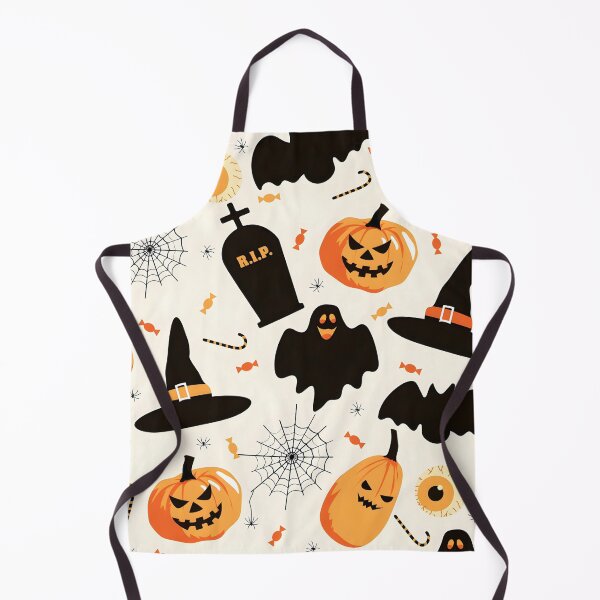 Item preview, Halloween Witch Hat, Pumpkin, Tombstone and Eyeball Seamless Pattern designed and sold by interdesigner.