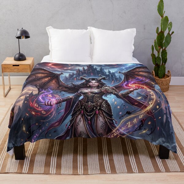 Item preview, Winged Succubus Casting Magic Under a Blood Moon designed and sold by Lucid Dream Pixel.